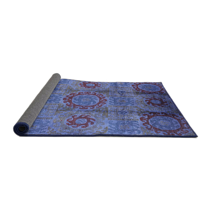Sideview of Mid-Century Modern Blue Oriental Rug, urb574