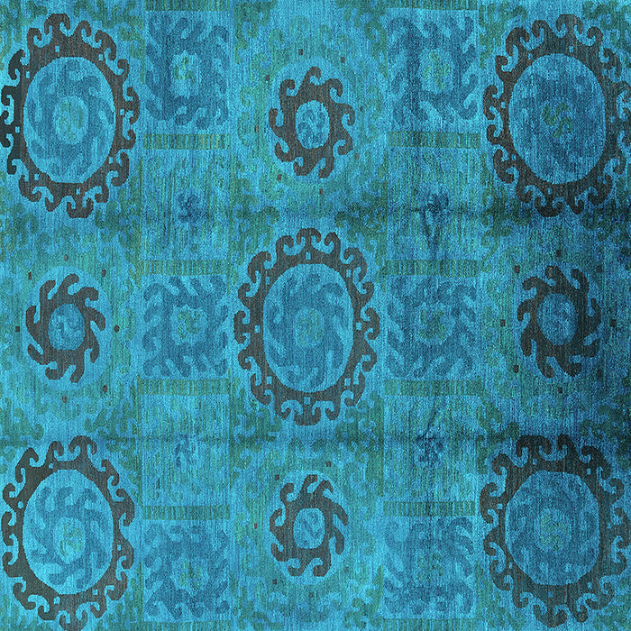 Square Oriental Turquoise Industrial Rug, urb574turq