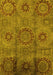 Machine Washable Oriental Yellow Industrial Rug, wshurb574yw