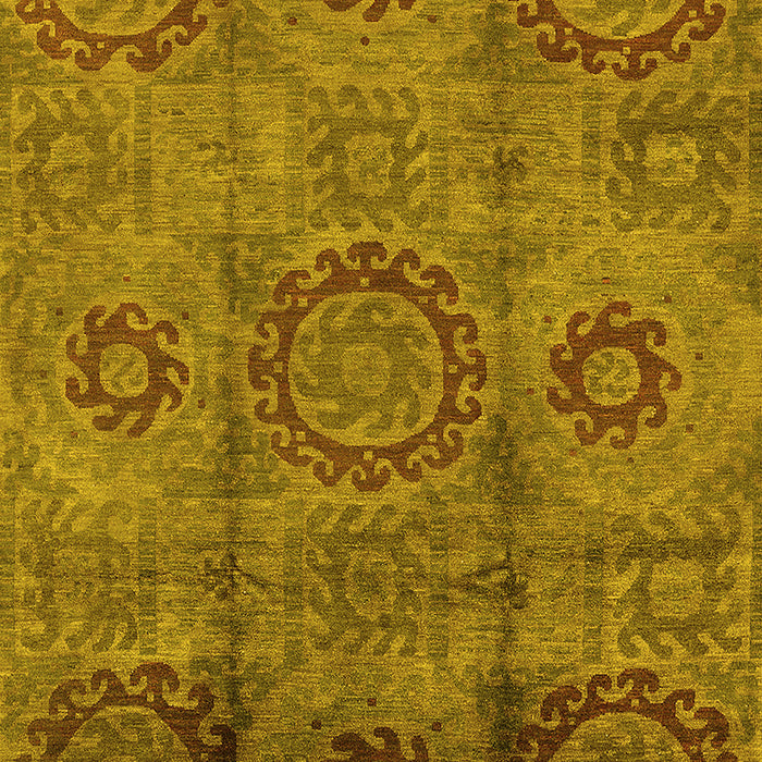 Machine Washable Oriental Yellow Industrial Rug, wshurb574yw