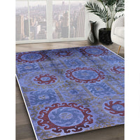 Mid-Century Modern Blue Oriental Rug, urb574