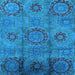 Square Machine Washable Oriental Light Blue Industrial Rug, wshurb574lblu