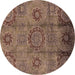 Round Oriental Brown Industrial Rug, urb574brn