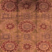 Square Machine Washable Oriental Orange Industrial Area Rugs, wshurb574org