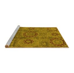 Sideview of Machine Washable Oriental Yellow Industrial Rug, wshurb574yw