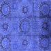 Square Machine Washable Oriental Blue Industrial Rug, wshurb574blu