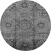 Round Machine Washable Oriental Gray Industrial Rug, wshurb574gry