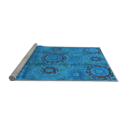 Sideview of Machine Washable Oriental Light Blue Industrial Rug, wshurb574lblu