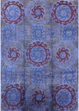 Machine Washable Industrial Modern Blue Rug, wshurb574