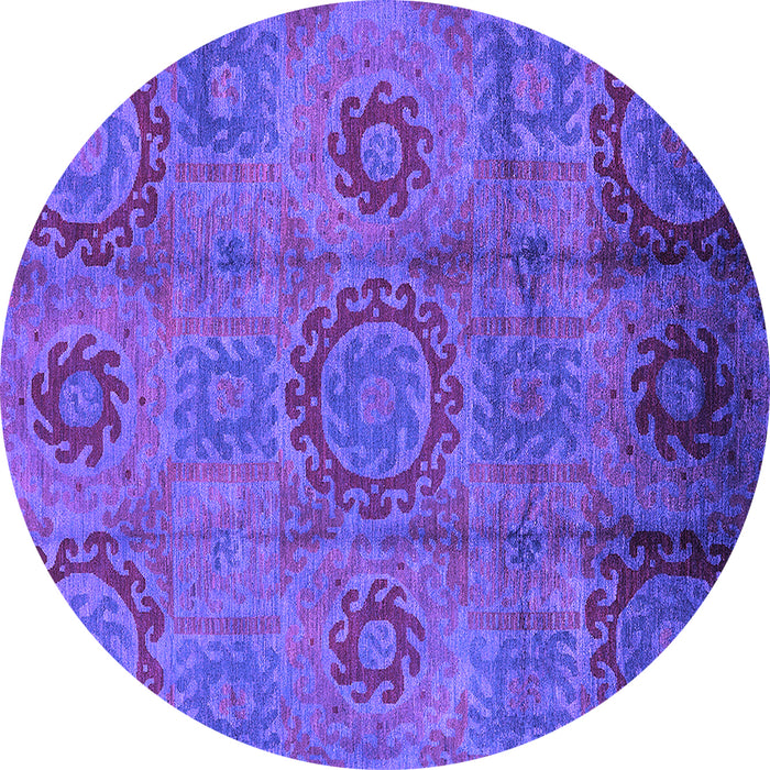 Round Machine Washable Oriental Purple Industrial Area Rugs, wshurb574pur