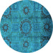 Round Oriental Turquoise Industrial Rug, urb574turq