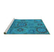Sideview of Machine Washable Oriental Turquoise Industrial Area Rugs, wshurb574turq