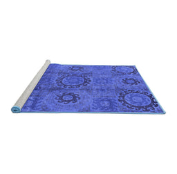 Sideview of Machine Washable Oriental Blue Industrial Rug, wshurb574blu