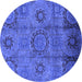 Round Oriental Blue Industrial Rug, urb574blu