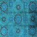 Square Machine Washable Oriental Turquoise Industrial Area Rugs, wshurb574turq