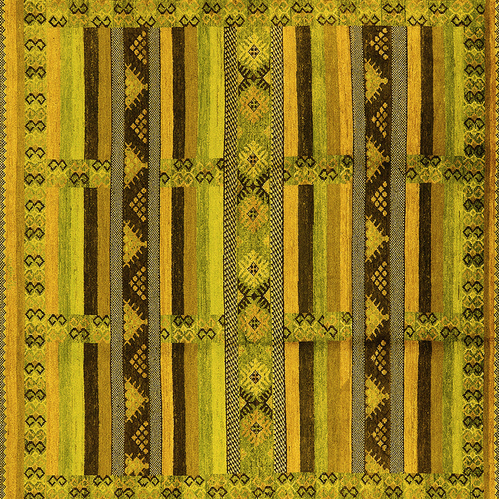 Square Machine Washable Oriental Yellow Industrial Rug, wshurb575yw