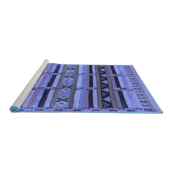 Sideview of Machine Washable Oriental Blue Industrial Rug, wshurb575blu