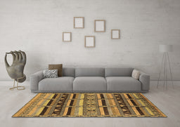 Machine Washable Oriental Brown Industrial Rug in a Living Room,, wshurb575brn