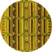 Round Oriental Yellow Industrial Rug, urb575yw