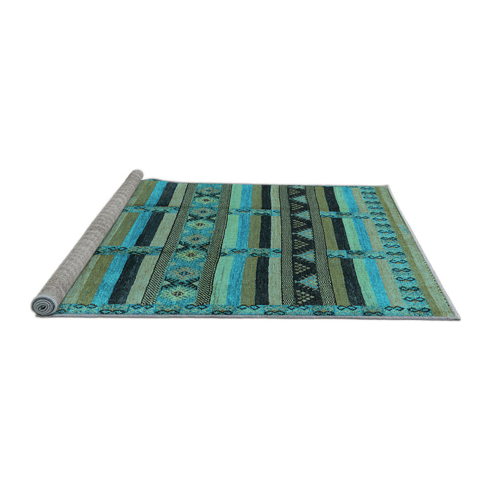 Sideview of Machine Washable Oriental Light Blue Industrial Rug, wshurb575lblu
