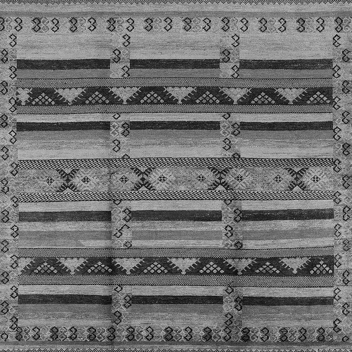 Square Machine Washable Oriental Gray Industrial Rug, wshurb575gry