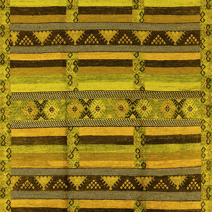 Machine Washable Oriental Yellow Industrial Rug, wshurb575yw