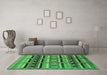 Machine Washable Oriental Emerald Green Industrial Area Rugs in a Living Room,, wshurb575emgrn