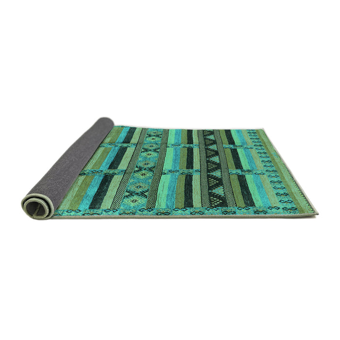 Sideview of Oriental Turquoise Industrial Rug, urb575turq