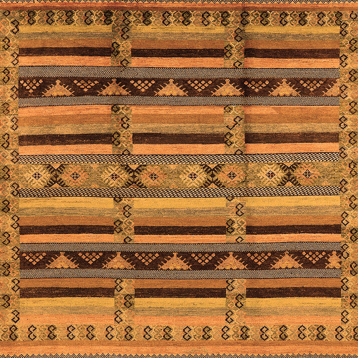 Square Machine Washable Oriental Orange Industrial Area Rugs, wshurb575org