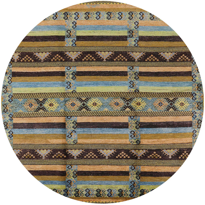 Round Mid-Century Modern Brown Oriental Rug, urb575