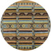 Round Mid-Century Modern Brown Oriental Rug, urb575