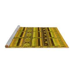 Sideview of Machine Washable Oriental Yellow Industrial Rug, wshurb575yw