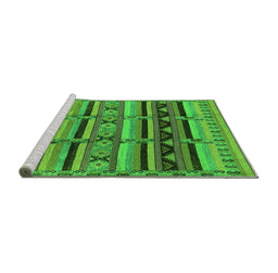 Sideview of Machine Washable Oriental Green Industrial Area Rugs, wshurb575grn