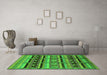 Machine Washable Oriental Green Industrial Area Rugs in a Living Room,, wshurb575grn