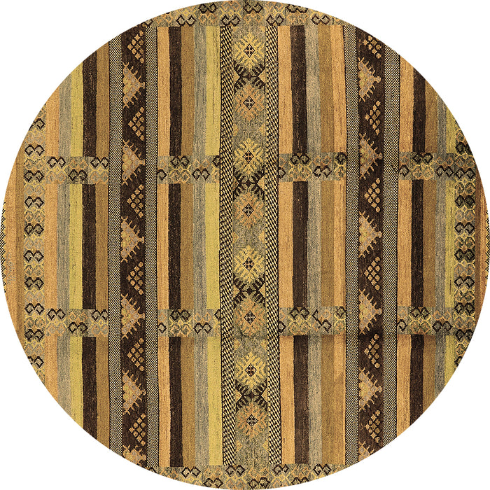 Round Oriental Brown Industrial Rug, urb575brn