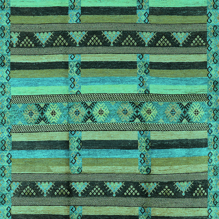 Machine Washable Oriental Turquoise Industrial Area Rugs, wshurb575turq