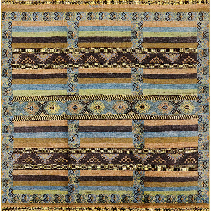 Square Mid-Century Modern Brown Oriental Rug, urb575