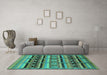 Machine Washable Oriental Turquoise Industrial Area Rugs in a Living Room,, wshurb575turq