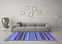 Machine Washable Oriental Blue Industrial Rug in a Living Room, wshurb575blu