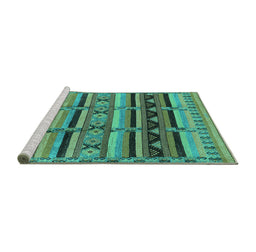 Sideview of Machine Washable Oriental Turquoise Industrial Area Rugs, wshurb575turq