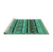 Sideview of Machine Washable Oriental Turquoise Industrial Area Rugs, wshurb575turq