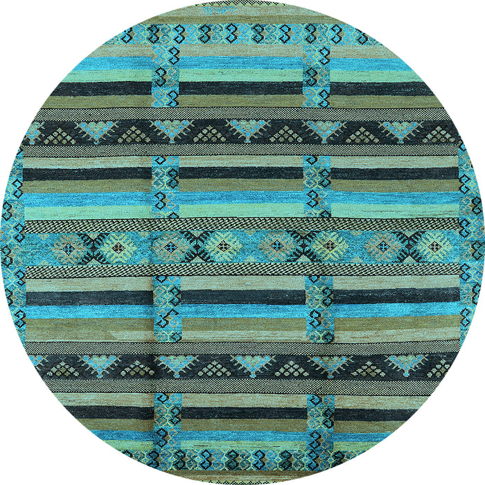Round Oriental Light Blue Industrial Rug, urb575lblu