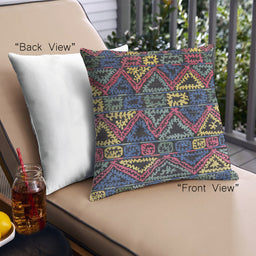 Front View of Mid-Century Modern Urban Square Purple Lily Purple Throw Pillow, 18 inch by 18 inch, pwurb576