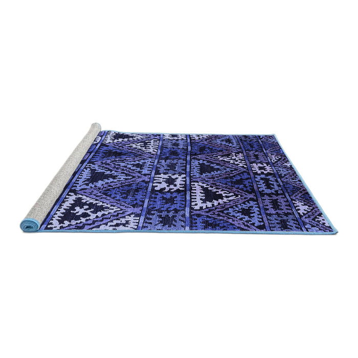 Sideview of Machine Washable Oriental Blue Industrial Rug, wshurb576blu