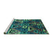 Sideview of Machine Washable Oriental Turquoise Industrial Area Rugs, wshurb576turq