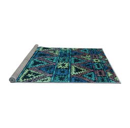 Sideview of Machine Washable Oriental Light Blue Industrial Rug, wshurb576lblu