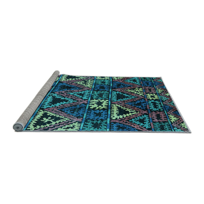 Sideview of Machine Washable Oriental Light Blue Industrial Rug, wshurb576lblu