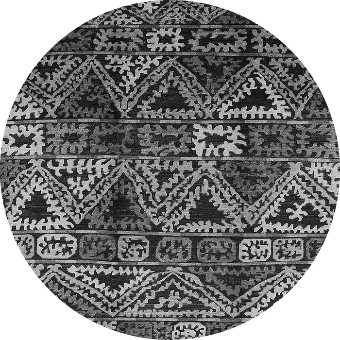 Round Machine Washable Oriental Gray Industrial Rug, wshurb576gry