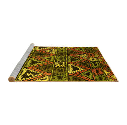 Sideview of Machine Washable Oriental Yellow Industrial Rug, wshurb576yw