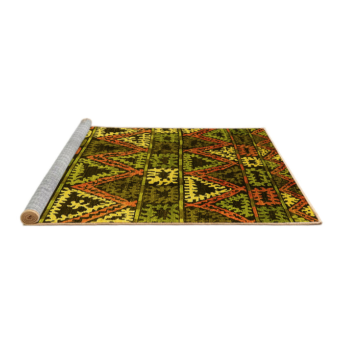 Sideview of Machine Washable Oriental Yellow Industrial Rug, wshurb576yw
